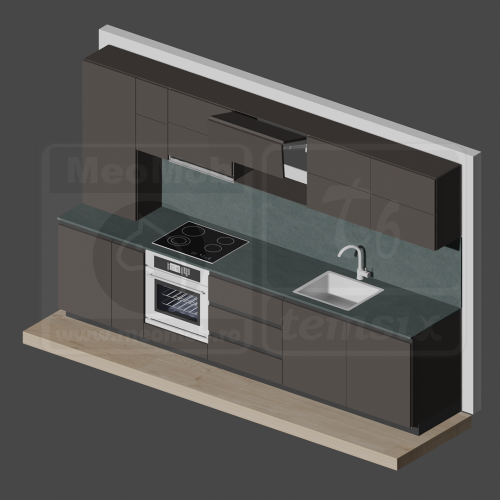 Bucatarie Liniara Nuc MDF